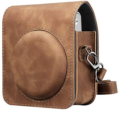 FINTIE Protective Case for Fujifilm Instax Mini 90 Neo Classic Instant Film Camera - Premium Vegan Leather Bag Cover with Removable Strap, Rustic Brown