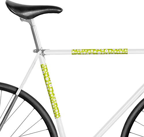 MOOXIBIKE I Reflektor Aufkleber, Panel Miss Daisy grün Blume reflektierend, Rahmenschutzaufkleber und Sicherungsmarkierung für Fahrrad, Mountainbike, Rollator bis circa 15 cm Rahmenumfang
