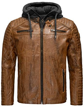 RED BRIDGE Giubbotto in pelle sintetica da uomo con cappuccio Giacca in similpelle Marrone M