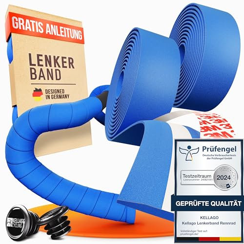 Kellago Lenkerband Rennrad Schwarz [Mit Neuem 3M Klebestreifen] Inkl. E-Book & 4x Klebestreifen - Selbstklebend Fahrrad Lenkerband - Griffband Fahrradlenkerband