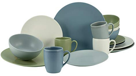 CreaTable, 19299, Serie SOFT TOUCH ONE, Geschirrset, Kombiservice 16 teilig, Steinzeug