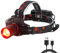 XLENTGEN Red Head Torch Rechargeable Red Light Headlamp, 3 Modes Waterproof Hunting Headlight Zoomable for Night Vision, Astronomy, Hog Coyote Predator Hunting (Batteries Included)