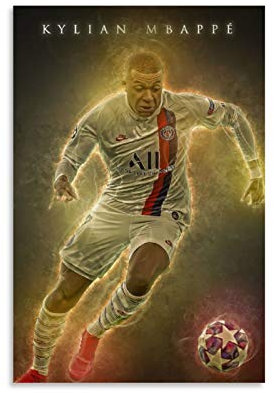 ASFDA Poster sportif Kylian Mbappe 10 sur toile - Décoration murale moderne pour chambre à coucher - 50 x 75 cm