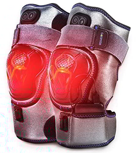 Knee Massager with Heat for Joint Pain Relief, Goldmille Vibration Knee Brace Wrap Rechargeable Warm Therapy for Arthritis, Cramps, Meniscus Pain, Great for Elders( 1 Pair)