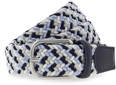 Vanzetti Damengürtel, geflochtenes Textilband mit Leder, Breite: 3,5 cm, Hellblau, 95 cm