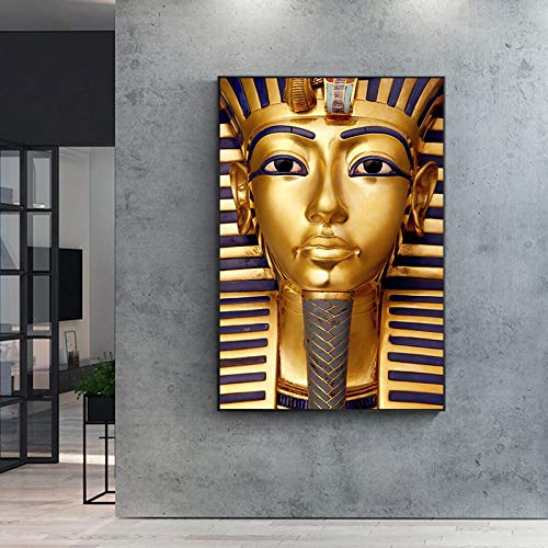 weiling Altes Ägypten Pharao Poster Leinwanddruck Tutanchamun Goldene Malerei Wandkunst Bild Wohnzimmer Dekoration 60x90cmx1 Stück Rahmenlos