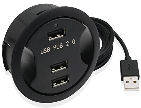 PNGKNYOCN Orificio de Ojal de Escritorio USB 3 Puertos USB 2.0 Concentrador de Montaje de Escritorio 2.36 (60 mm) Orificio de Ojal de Escritorio Administrador de Cables