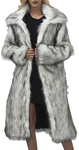 WHZXYDN Veste Femme Automne Hiver Longue Fausse Fourrure Col Carré Apricot XXL