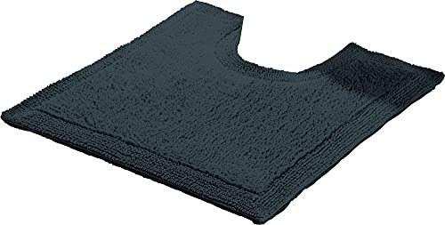 Erwin Müller WC-Umrandung, WC-Vorlage, WC-Matte mit Ausschnitt Uni Serie Stuttgart anthrazit Größe 60x60 cm - extra dick, Wende-Design, 100% Baumwolle