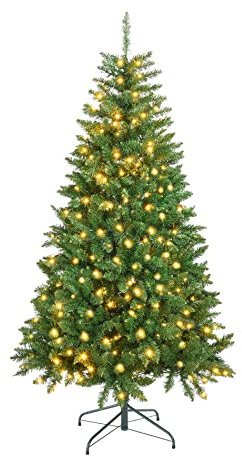 Rebecca Mobili Albero Di Natale 180, Albero Di Natale Led, 800 Rami, 300 Luci, Apertura Ad Ombrello, Base In Metallo - Misure: 180 x 105 x 105 cm (HxLxP) - Art. RE6769