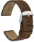 WOCCI 18mm Retro Leder Uhrenarmband für Herren und Damen, Ersatzarmband mit Silberne Schnalle (Dunkelbraun)
