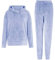 REORIA Damen Tracksuit Set Langarm Hoodie Jogger Rundhalsausschnitt Zweiteiliges Outfit Trainingsanzug Grau Blau XL