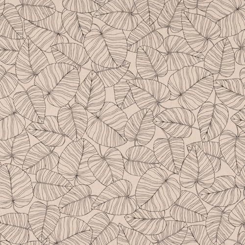 SCHÖNER LEBEN. Dekostoff Leinenlook Bush Leaf Blätter abstrakt Natur schwarz 1,40m
