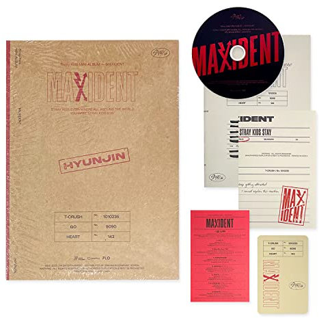 STRAY KIDS - Mini Album [MAXIDENT] (CASE Ver. / HYUNJIN Ver.) Paper Case + Photobook + CD-R + Lyrics Paper + Photocard + Unit Mini Folded Poster + 2 Pin Button Badges
