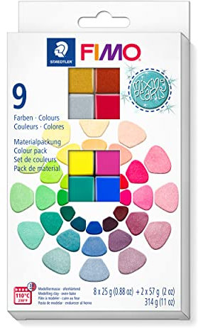 FIMO- STAEDTLER Effect 8013-Pack 10 Blocs-Perles mixées C10-1, 8013 C10-1ST, Bleu,Or,Rouge