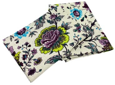 Ger3as 2er-Set: Gourmet Geschirrtücher Küchenhandtücher Leinen/Baumwolle Handtücher Tücher 50x70 cm Halbleinen Stonewashed Jacquard oder Bedruckt (Blumen)