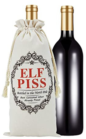 RF&CM ELF P!ss Christmas Funny Novelty Wine Bottle Bag Joke Humour Secret Santa