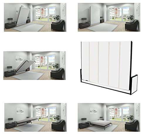 Wallbedking Horizontal (Quer) King Sizebett Studio Wandbett 200cm x 160cm (Klappbett, Schrankbett, Gästebett, Funktionsbett, Schlafzimmer)