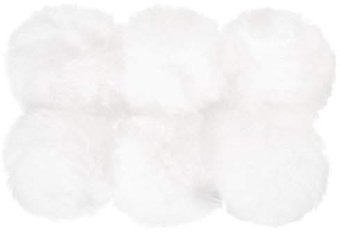 PATIKIL Kunstpelz Pompons für Hüte, 6 Stück flauschige weiche Pelzbälle für Schlüsselanhänger, Strickmützen, DIY-Schals, Handschuhe, Taschen, Weihnachten, Weiß