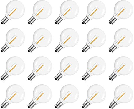 Hundnsney 20 Stück G40 LED Ersatzlampen E12 Schraubsockel bruchsicher LED Globe Leuchtmittel für warme Solar-Lichterketten