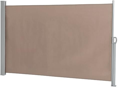 LEADZM Seitenmarkise Ausziehbar 160x300 cm,Blickdicht,Sichtschutz,Windschutz,180g/㎡ Hochdichtes Polyestergewebe,für Balkon, Garten und Terrasse,mit Wandhalterung,Braun