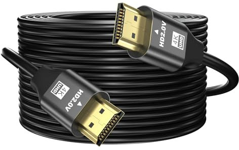 grofyllaa 4K Cable Hdmi 20 m, Hdmi de alta velocidad 2.0 Cable 4K@60Hz 2K@120Hz, conector chapado en oro HDCP 2.2 &2.3 para HDTV/Blu Ray reproducción/proyectores/portátiles /PS4/PS5 (Negro)