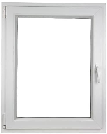 ALUCON Fenster 700x800 mm – Kunststofffenster 70x80 cm – Flügelfenster Innen Weiß/Außen Weiß – DIN Links