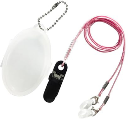 Hearing Aids Holder Straps Hearing Aid Clip Anti-Lost Lanyard Safety Retainer for Adults and Kids with1Pcs Plastic Storage Box (Pink)