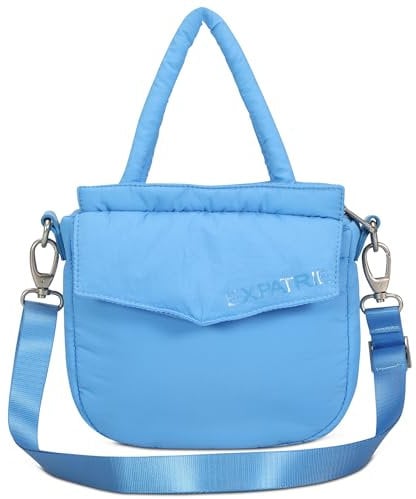 Expatrié Kleine Umhängetasche Damen Blau - Poppy Small - Puffer Bag aus Nylon - Utility Handtasche im Pillow Design mit Reißverschluss - Puffy Nylontasche Klein