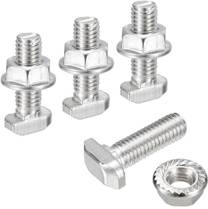 QUARKZMAN Vis en T avec Boulon M8X25mm et Écrous à Bride Hexagonale M8, 30 Ensembles de Boulons en T à Tête de Marteau et Tige en T pour Profilé en Aluminium de Série 30