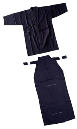 JISADER Conjunto de Uniforme de Kendo japonés, Dobok Ninjas Iaido, Traje de Kendo para Adultos, Kimono Hakama, Azul y Azul, 170CM