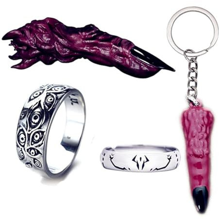 HUUiWAA 14 Set Ryo. Sukunna Ring Anime Einstellbare Finger Ringe Schlüsselanhänger und Aufkleber Prop Zubehör