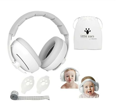 Afenau Baby Ear Defenders Headband, 2-in-1 Baby Noise Cancelling Headphones, Noise Cancelling Headphones for Kids Sleep, Adjustable Baby Headphones with Stretchy Band, Toddler Gift for 0-4 Years