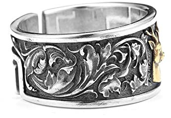 SHOUKAII Sterling Silber Sika Hirsch Ringe, verstellbare Ringe for Männer und Frauen
