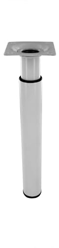 Cime - Höhenverstellbares Möbelfuß, Durchmesser 30 mm, Höhe 210 bis 350 mm, Platine 60 x 60 mm, Stahl, weiß, stilvoll und zeitlos.