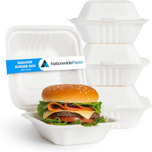 Nationwide Paper Takeaway Bagasse Sugarcane Burger Box (500)