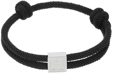 PATIKIL Rope Initial Bracelet, Handmade Braided Bracelet Stainless Steel Charm Adjustable Bracelets 26 Letters A-Z with Box for Men Women Valentines Jewelry Gifts
