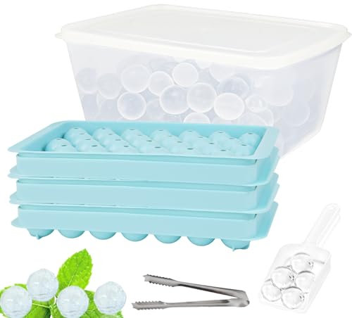 Eiswürfelformen Eiswürfelschalen 2,5 cm x 99 Fach Eisblock Non-BPA Kühlkumpel Eiskugeln für Getränke für Eis Cocktail Kaffee und Tee(3 Blaue Eiswürfelbehälter & Eisbehälter & Schaufel & Eiszange)
