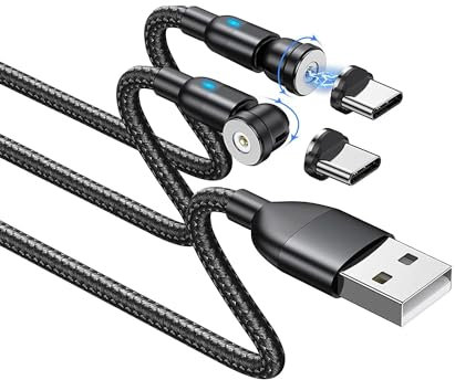 Magnetisches USB C Kabel [2Stück] Magnet Ladekabel Magnetisch Typ C Schnellladekabel mit Type C Adapter für Samsung S23 S22 Huawei Honor Xiaomi Redmi (1m*2)