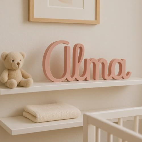 Nombre Decorativo Personalizado | Elige el Tipo de Letra y el Color | Decoración Eventos y Habitación Infantil | Sobremesa o Colgar | Bautizos y Comuniones 27-28cm
