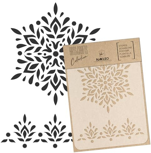 NAKLEO Painting Stencil for Crafts A3 30x42cm, Mandala Rangoli Pattern, Reusable Plastic DIY & Scrapbooking Drawing Template, Art Home Decor Plaster Concrete Wall, Decoupage Fabric Furniture