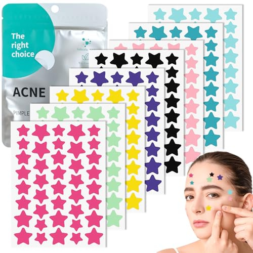 Gigmeta 320 Stück Pickel Pflaster 3 Größen (14/12/10 mm) Pimple Patch Pickel Hydrokolloid Stern Akne Patch Wasserdicht mit Teebaumöl und Salicylsäure Pimple Patches Tag und Nacht