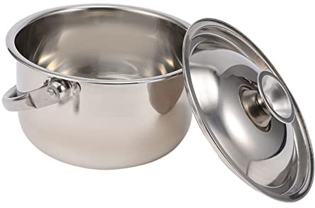 Olla Inoxidable Multifuncional Asa Utensilio de Cocina Antiadherente para Guisos de Limpiar y Portátil
