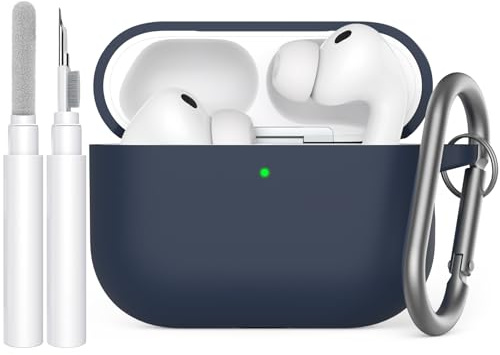AhaStyle AirPods Pro 3 Case Cover (2025) with Cleaning Kit Soft Silicone AirPods Pro 3rd Generation Case [Added Carabiner and Strap] Full Body Shockproof Cover Skin for Apple AirPods Pro 3rd Gen 2025