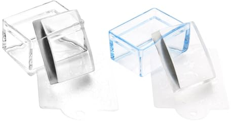 LOLIPPYY Nagelstempel Set 2 Stück Blau Transparent | Kunststoff Material, Für Heim Und Salon, 3.70X2.80X2.70cm Kompakt, Leicht Zu Verwenden