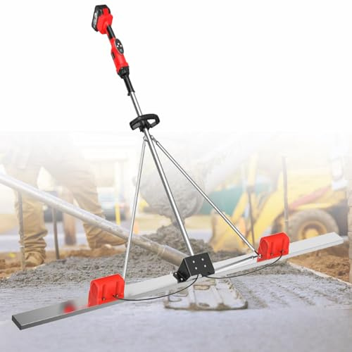 AityBuy Outil De Finition De Béton Électrique, Outil Vibrant De Finition De Béton De Chape Alimenté par Batterie, Chape De Ciment sans Fil, Chape De Béton Électrique 2 Batteries 1.8m