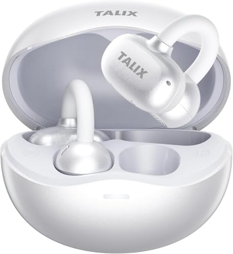 TALIX Ultra X6 Open Ear Kopfhörer, Kabellose Bluetooth 5.4 Kopfhörer mit Innovatives Clip-Design, Clip on Earbuds mit Mikrofon, 26h Spielzeit, für Laufen, Training und den Täglichen Gebrauch, Weiß
