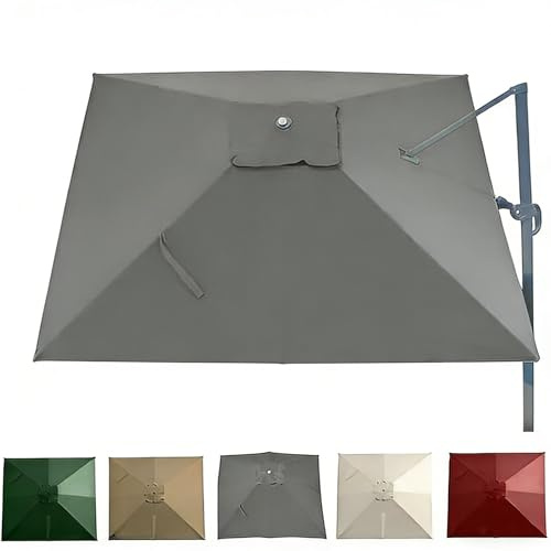 Telo Ricambio Ombrellone 8 Stecche Quadrato, Copertura Superiore per Ricambio Telo Ombrellone Braccio Laterale, Anti-UV(Gray,4x3m(13x10ft))