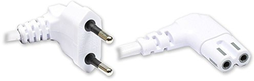Good Connections® Euro-Netzkabel - 2 m - Netzstecker (90° gewinkelt) an Euro 8 Buchse (90° gewinkelt) - für Smart TV, Playstation, XBOX One S, Drucker, Radio, Rasierer, usw. - weiß