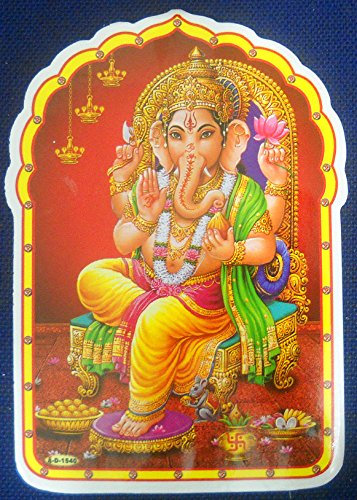 Crafts of India Blessing Lord Ganesha Hindu God Sticker (Size 5 X 3 Inches)